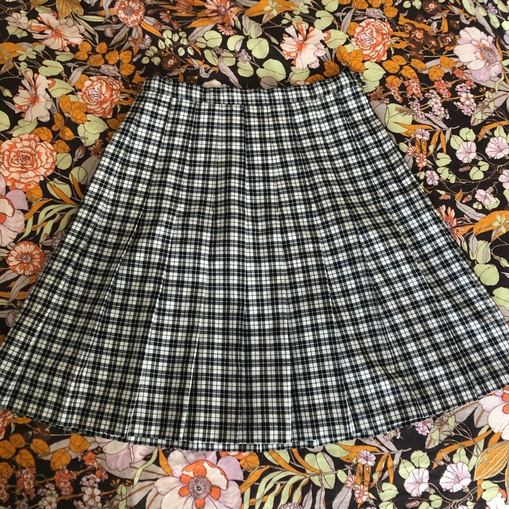 Black and White Plaid Pleated Tennis Skirt